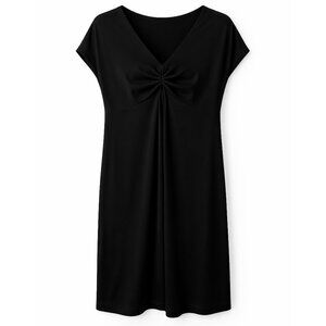 Lane Bryant Black Knit Dress V Neck Short Sleeve Gathered Front Size 18/20 Plus